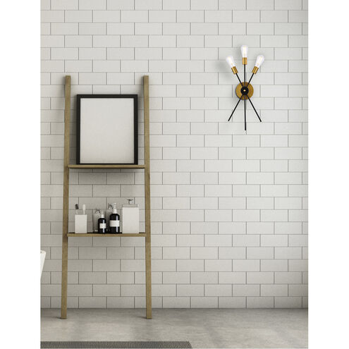 Lucca 3 Light 11 inch Black and Brass Bath Sconce Wall Light