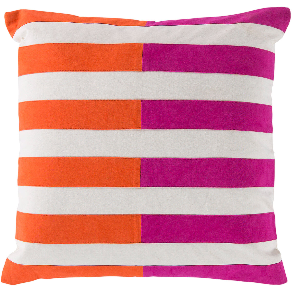 Oxford 20 inch Bright Pink, Cream, Bright Orange Pillow Cover