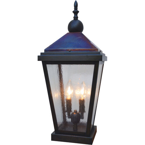 Lancaster 2 Light 21 inch Satin Black with Raw Copper Accents Column Mount in Clear Seedy