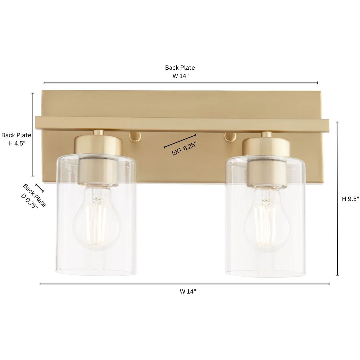 Carter 2 Light 14 inch Aged Brass Vanity Light Wall Light