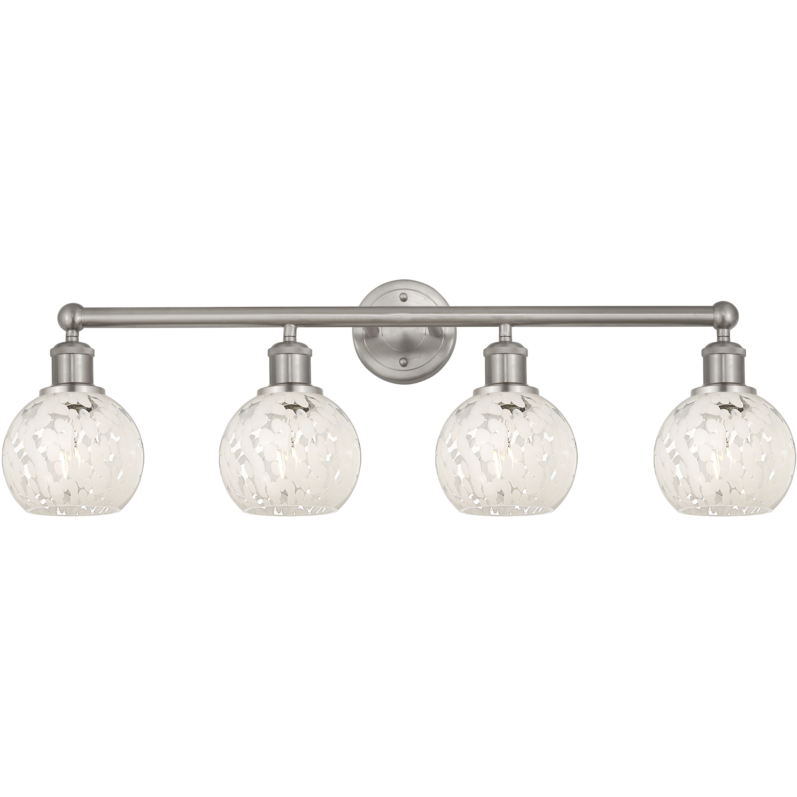 Edison White Mouchette 4 Light 33 inch Brushed Satin Nickel Bath Vanity Light Wall Light