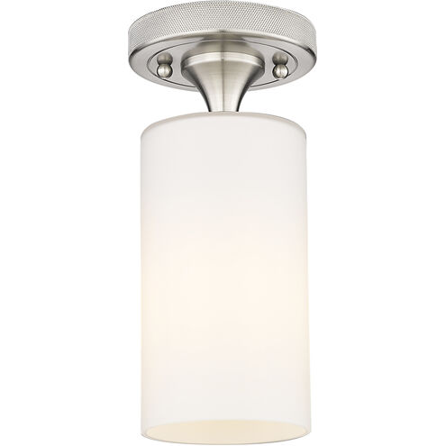 Downtown Urban Crown Point 1 Light 3.88 inch Satin Nickel Flush Mount Ceiling Light in Matte White
