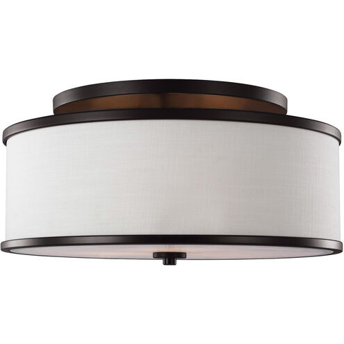 Sean Lavin Lennon 3 Light 20 inch Oil Rubbed Bronze Semi-Flush Mount Ceiling Light, Ivory Linen