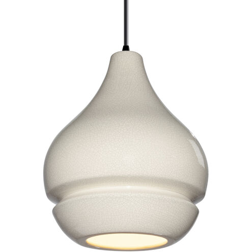 Radiance Collection 1 Light 8 inch Matte Black and White Crackle and Black Pendant Ceiling Light