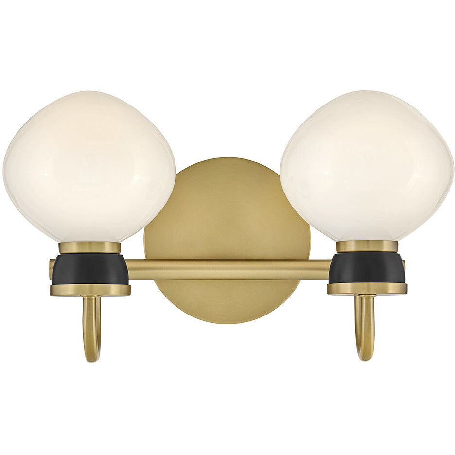 Lucy 2 Light 15.5 inch Lacquered Brass with Black Bath Light Wall Light