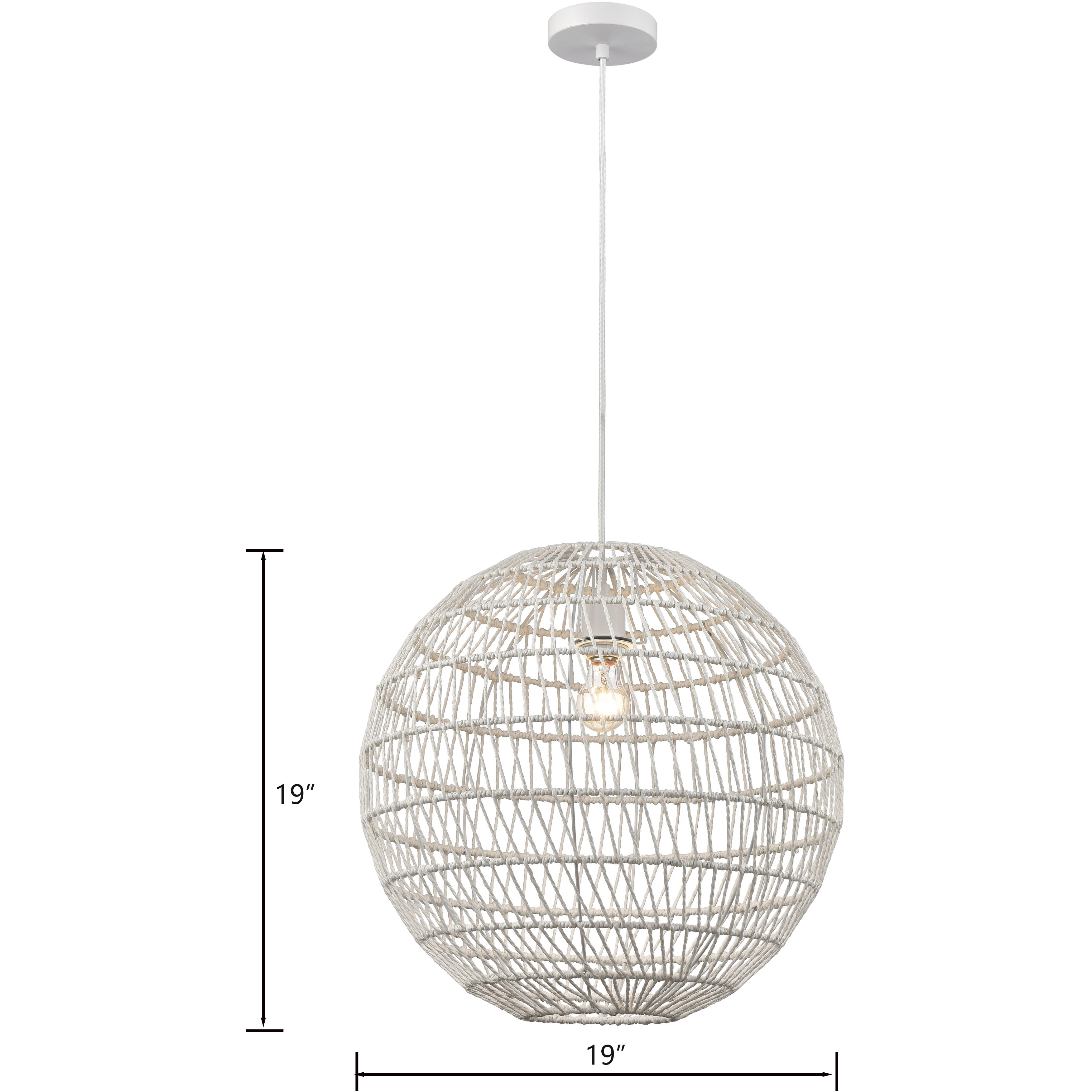 Simoom 1 Light 19 inch White Pendant Ceiling Light