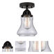 Nouveau 2 Bellmont 1 Light 6 inch Matte Black Semi-Flush Mount Ceiling Light in Seedy Glass