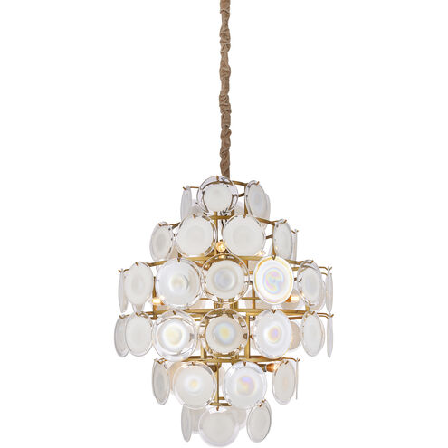 Isla 16 Light 35 inch Gold and Frosted White with Clear Chandelier Ceiling Light