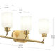 Reines 3 Light 22.75 inch Brushed Gold Bath Vanity Wall Light