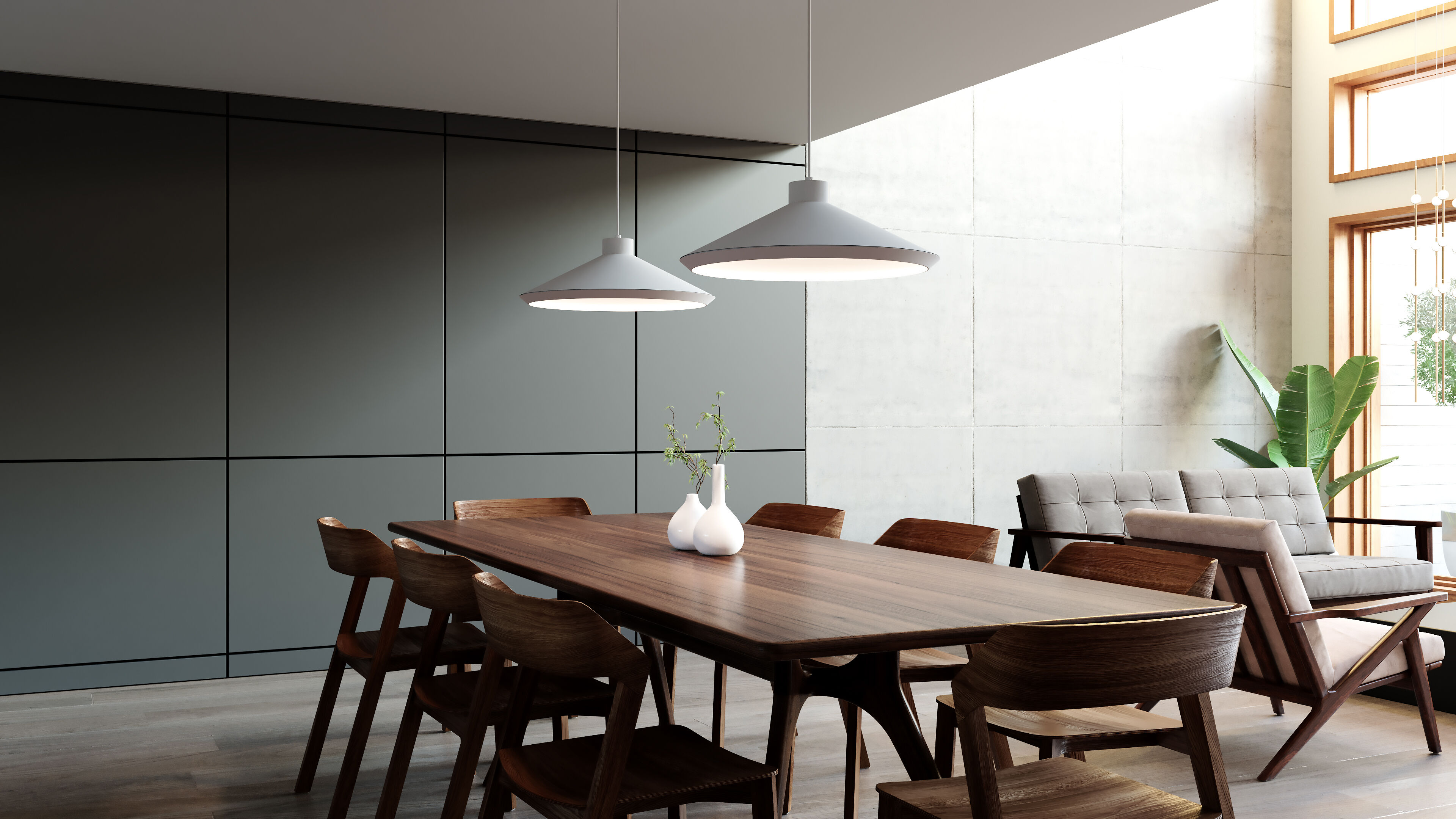 Koma LED 22 inch Satin White Pendant Ceiling Light in GU24