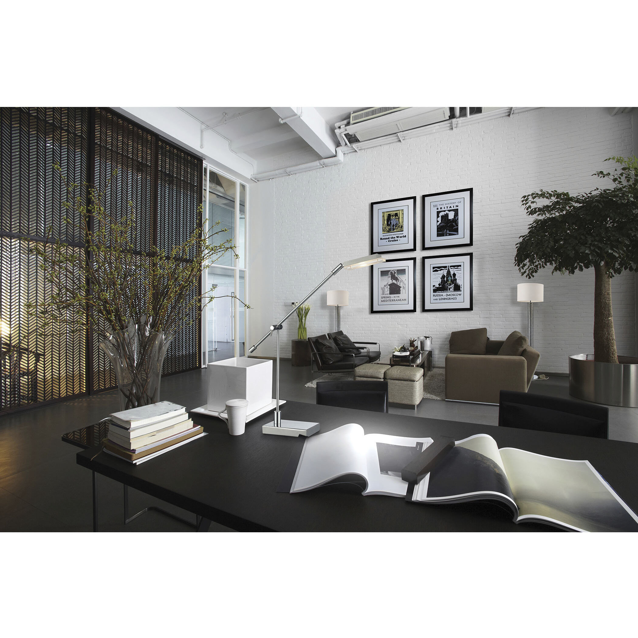 Bibliotheque 26 inch 5 watt Polished Chrome Desk Lamp Portable Light