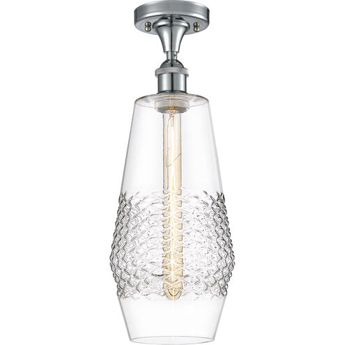 Ballston Windham LED 7 inch Polished Chrome Semi-Flush Mount Ceiling Light in Clear Glass