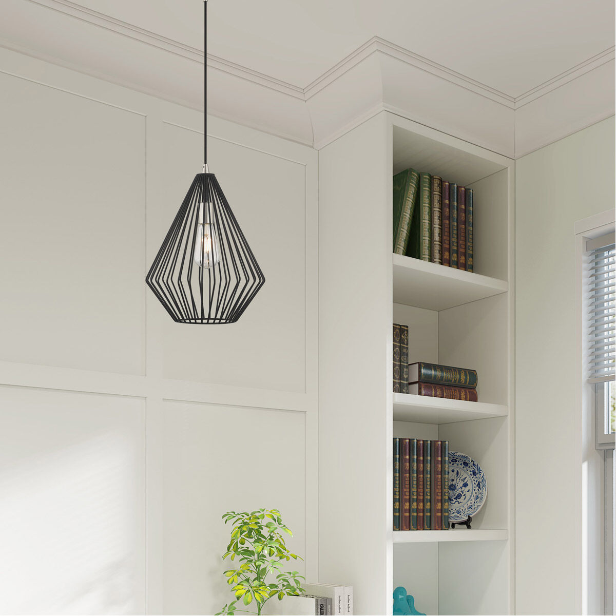 Geometric 1 Light 11.5 inch Black Mini Pendant Ceiling Light