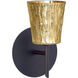 Nico 4 1 Light 5 inch Bronze Mini Sconce Wall Light in Halogen, Stone Gold Foil Glass