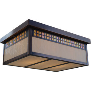 Glasgow 2 Light 12 inch Rustic Brown Flush Mount Ceiling Light in Gold White Iridescent