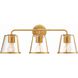 Fulton Bath Vanity Light Wall Light in Antique Gold, Clear