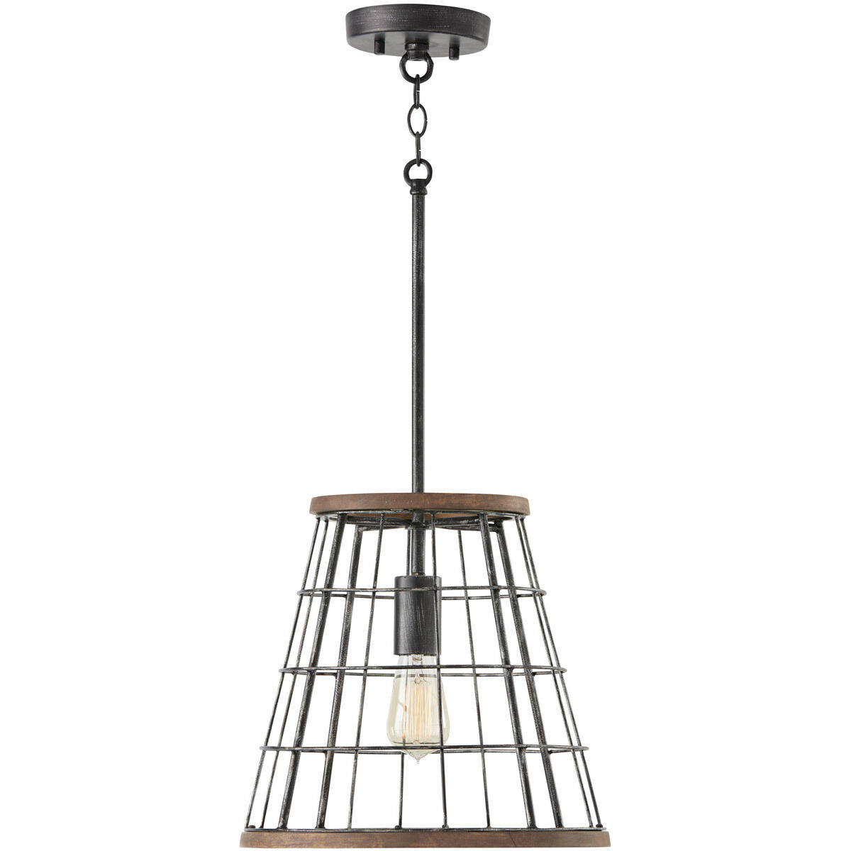 Elijah 1 Light 13.5 inch Zinc and Wood Pendant Ceiling Light