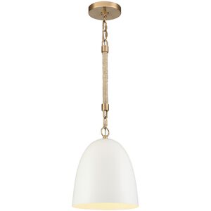 Downington 1 Light 8.75 inch Brushed Brass with Matte White Mini Pendant Ceiling Light