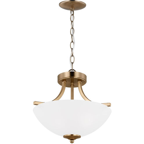 Geary 2 Light 13.88 inch Satin Brass Convertible Pendant Semi-Flush Ceiling Light, Small