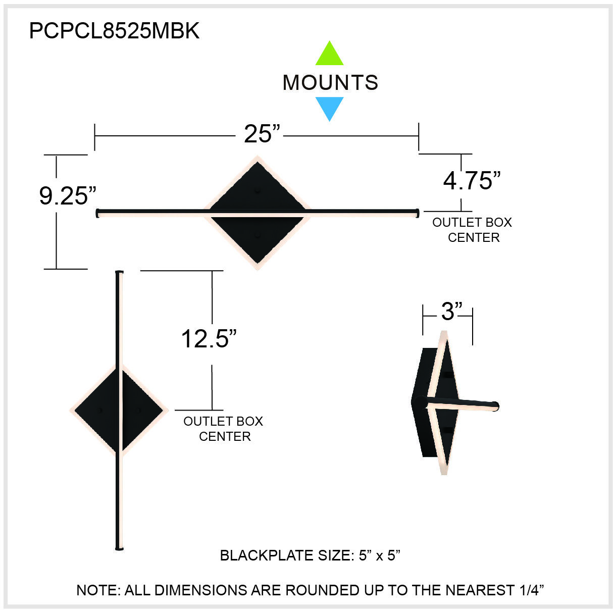 Parcelle LED 25 inch Matte Black Bath Light Wall Light