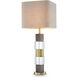 Cullingham 34.25 inch 40 watt Antique Brass and Grey Marble and Crystal Glass Table Lamp Portable Light in Antique Brass with Grey Marble