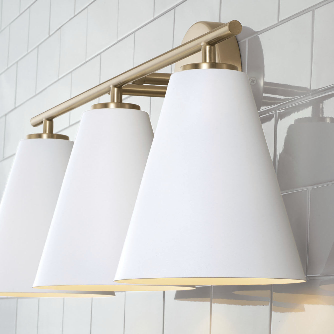 Charlie 3 Light 24 inch Matte Brass Vanity Light Wall Light in Matte White