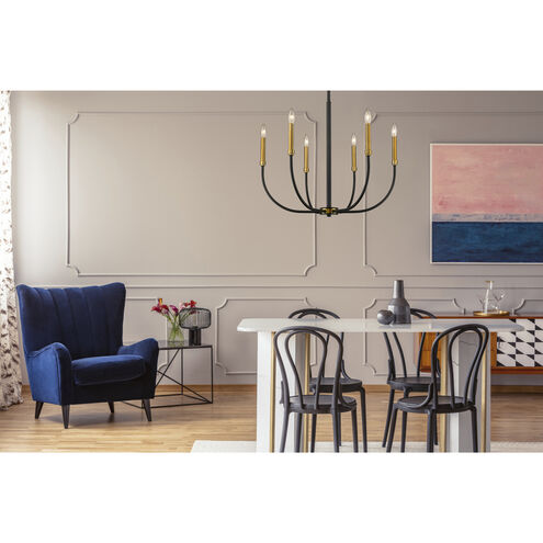 Haylie 6 Light 26 inch Matte Black and Olde Brass Chandelier Ceiling Light