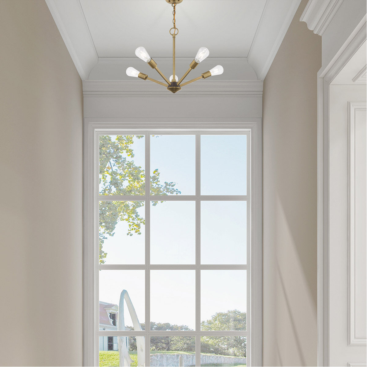 Prague 5 Light 20 inch Antique Brass with Bronze Accents Chandelier Ceiling Light