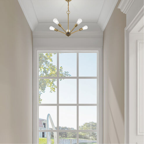 Prague 5 Light 20 inch Antique Brass with Bronze Accents Chandelier Ceiling Light