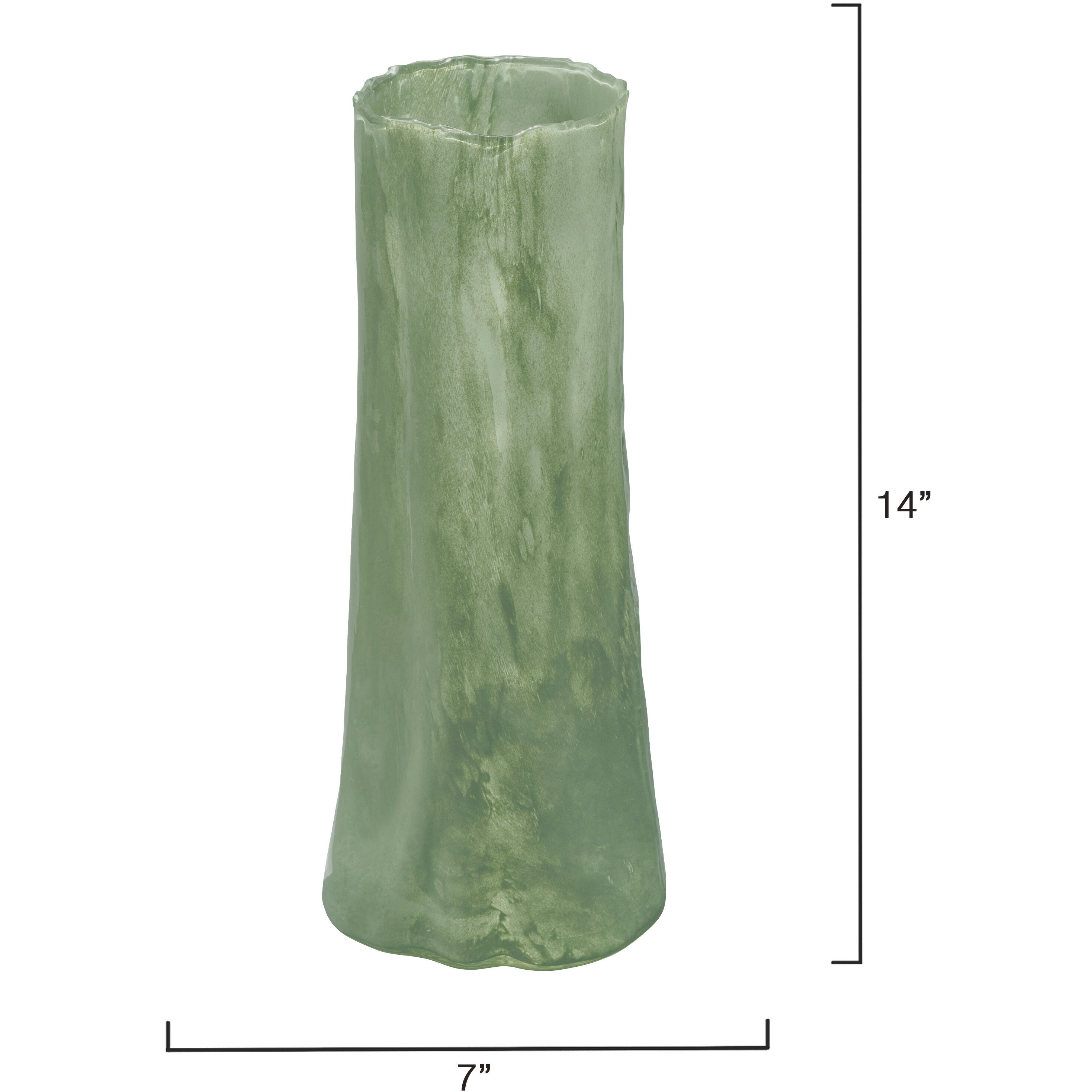 Sequoia 14 X 7 inch Vase in Small, Green Glass, Small, Inline