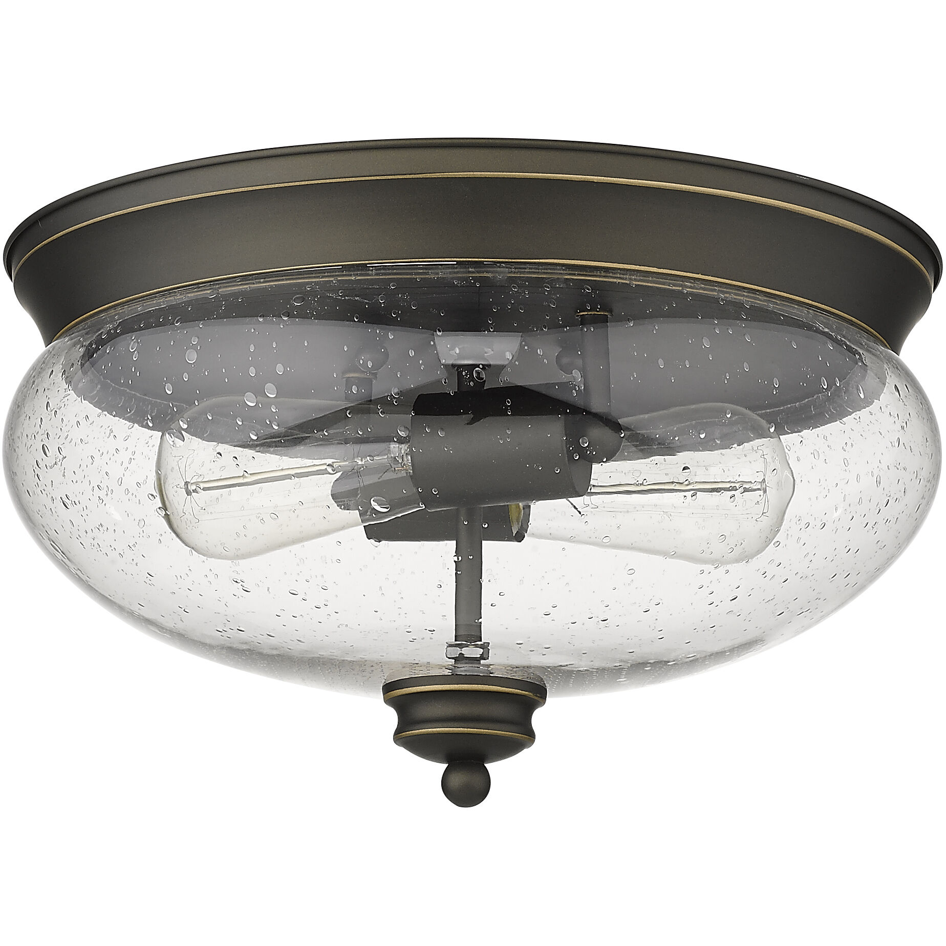 Amon 2 Light 13 inch Olde Bronze Flush Mount Ceiling Light in Clear Seedy Glass, 3.3