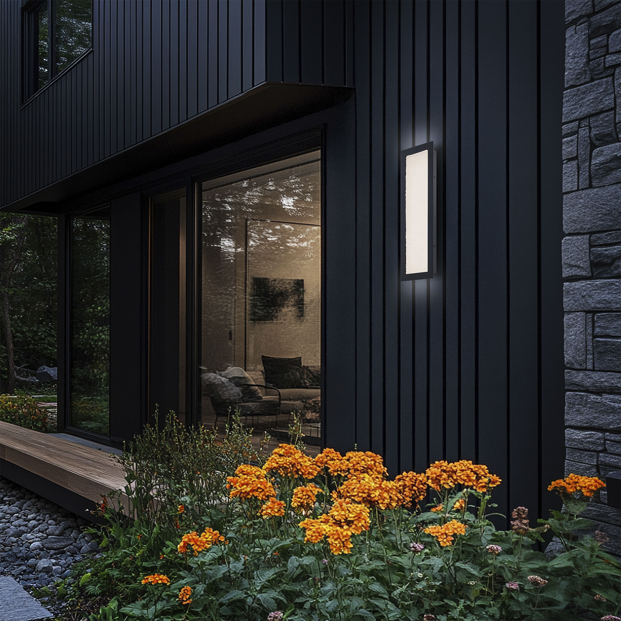 Wavelet LED 20 inch Black Outdoor Wall Light in 3500K, dweLED