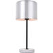 Exemplar 21 inch 40 watt Brushed Nickel and Black with White Marble Table lamp Portable Light in Burnished Nickel