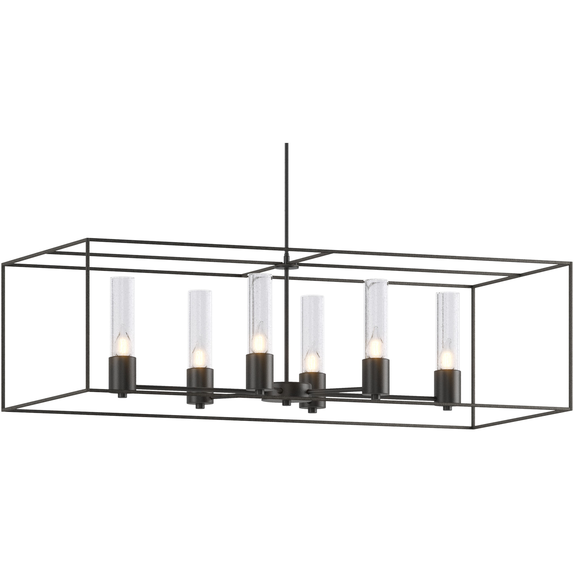 Portico 6 Light 42 inch Black and Natural Iron Pendant Ceiling Light in Black/Natural Iron, Seeded Clear