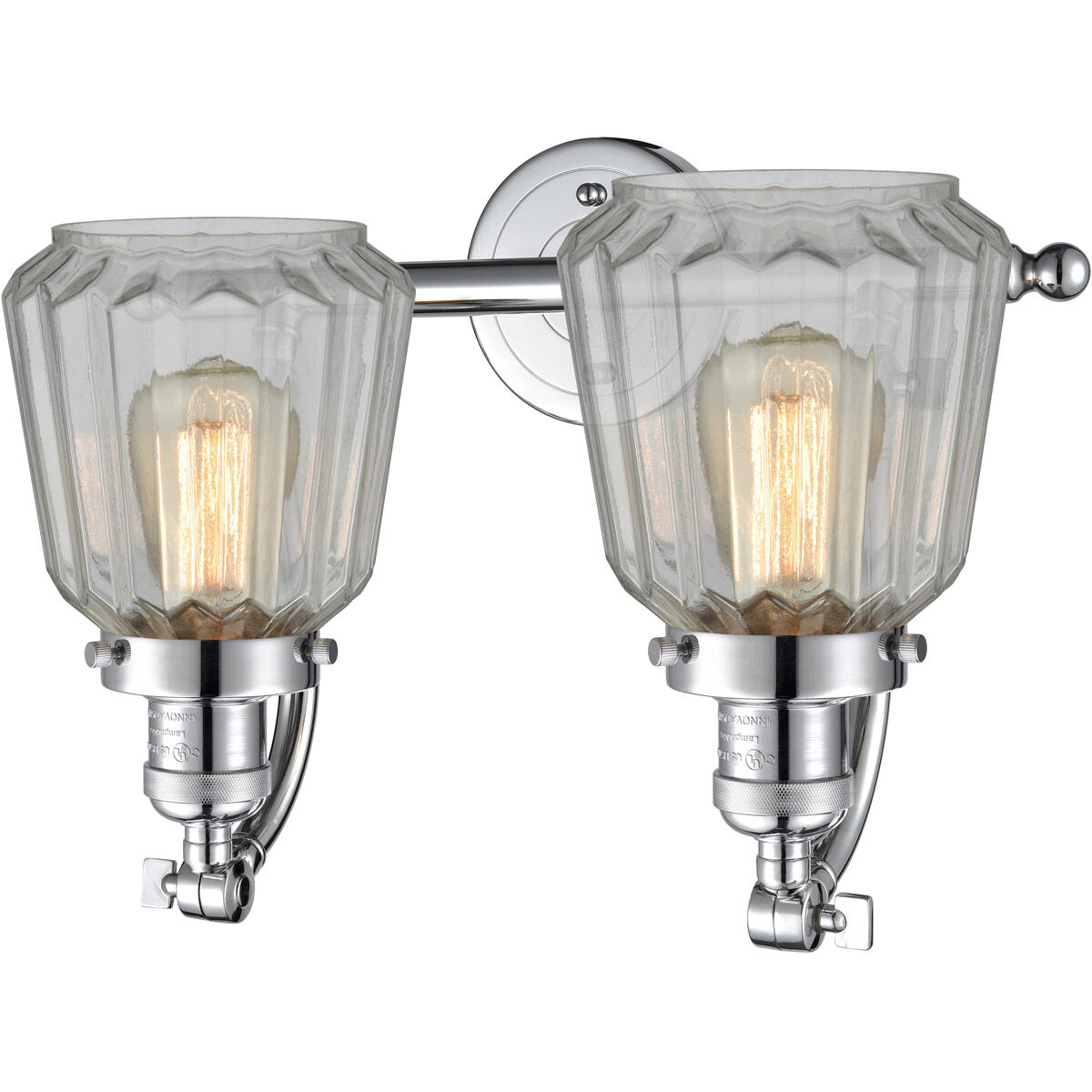 Franklin Restoration Chatham 2 Light 18 inch Polished Chrome Bath Vanity Light Wall Light in Clear Glass, Franklin Restoration