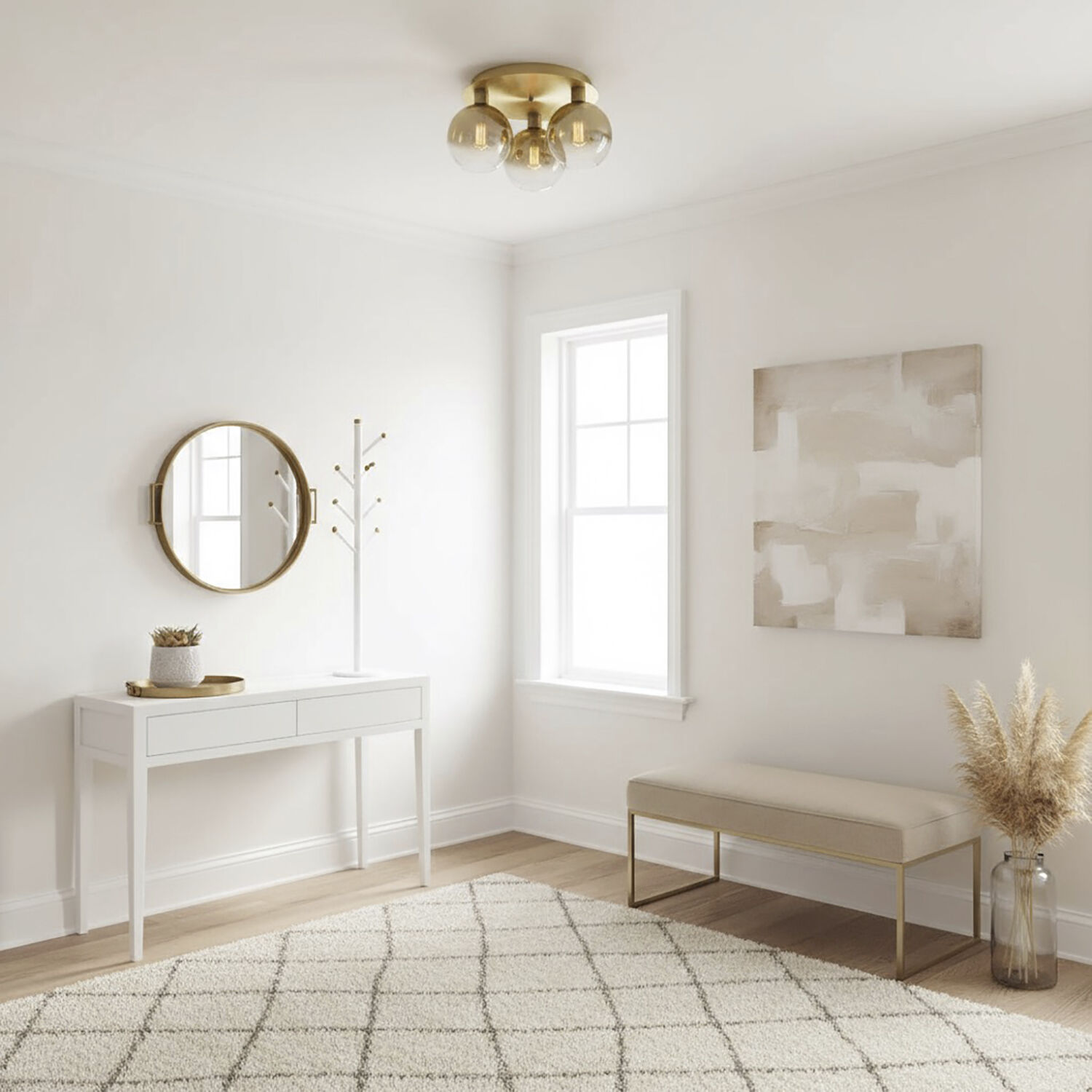 Morning Mist 3 Light 19.75 inch Gold Semi-Flush Mount Ceiling Light