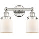 Bell 2 Light 15.5 inch Polished Nickel Bath Vanity Light Wall Light in Matte White