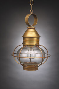 Onion 1 Light 11 inch Antique Copper Hanging Lantern Ceiling Light in Clear Glass