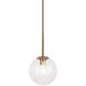Novo 1 Light 7.88 inch Aged Gold Brass Chandelier Ceiling Light in Aged Gold Brass and Clear