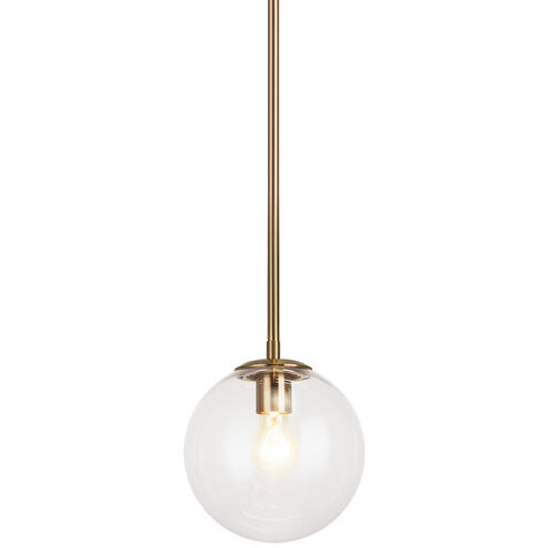 Novo 1 Light 7.88 inch Aged Gold Brass Chandelier Ceiling Light in Aged Gold Brass and Clear