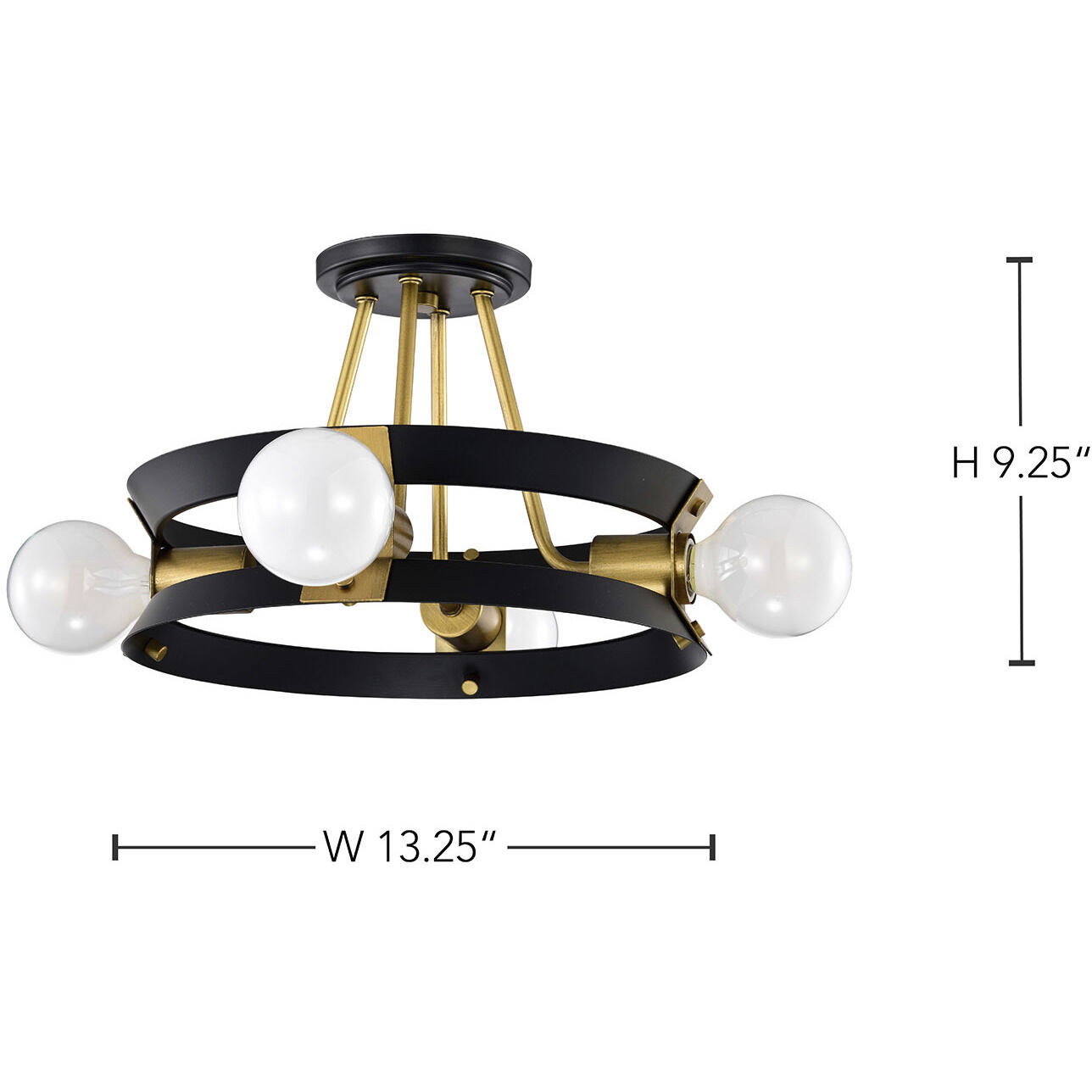 Marsden 4 Light 13.25 inch Matte Black Semi Flush Mount Ceiling Light