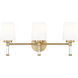 Henri 3 Light 24 inch Modern Gold Bathroom Vanity Wall Light