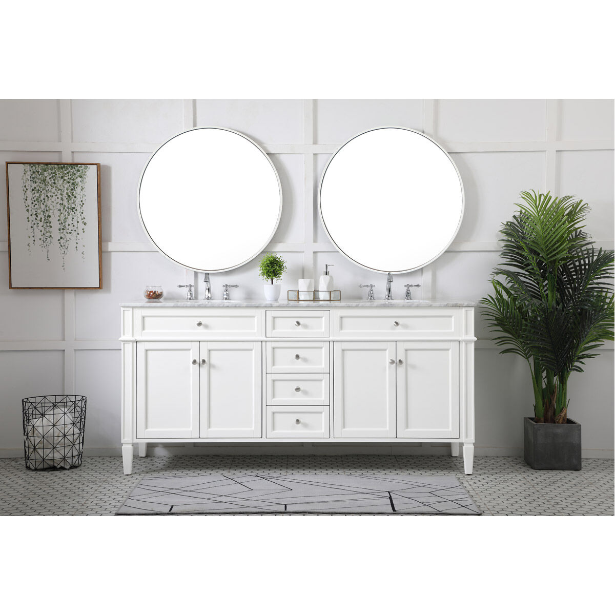 Park Avenue 72 X 22 X 35 inch White Vanity Sink Set