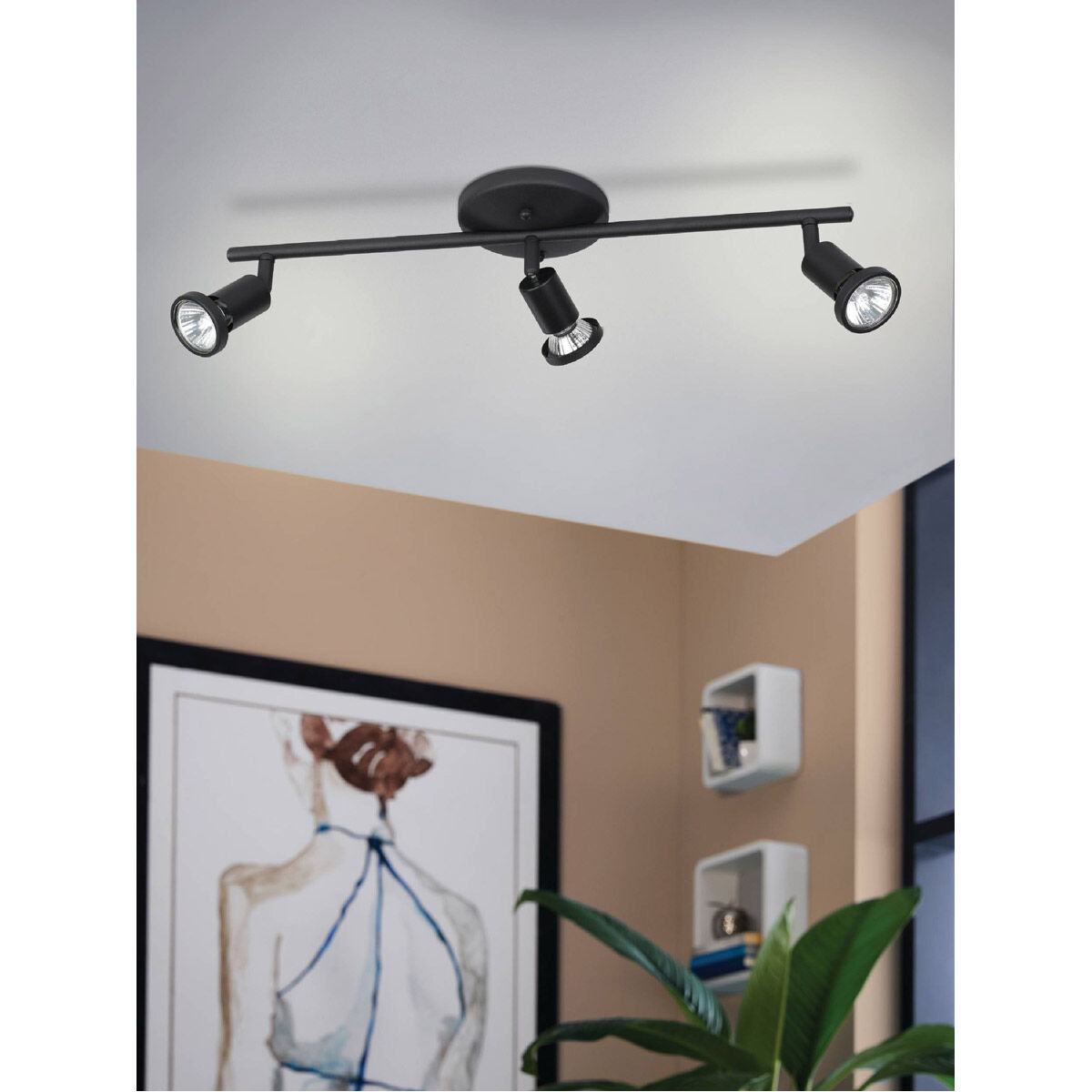 Tremendo 3 Light 120 Structured Black Track Lighting Ceiling Light