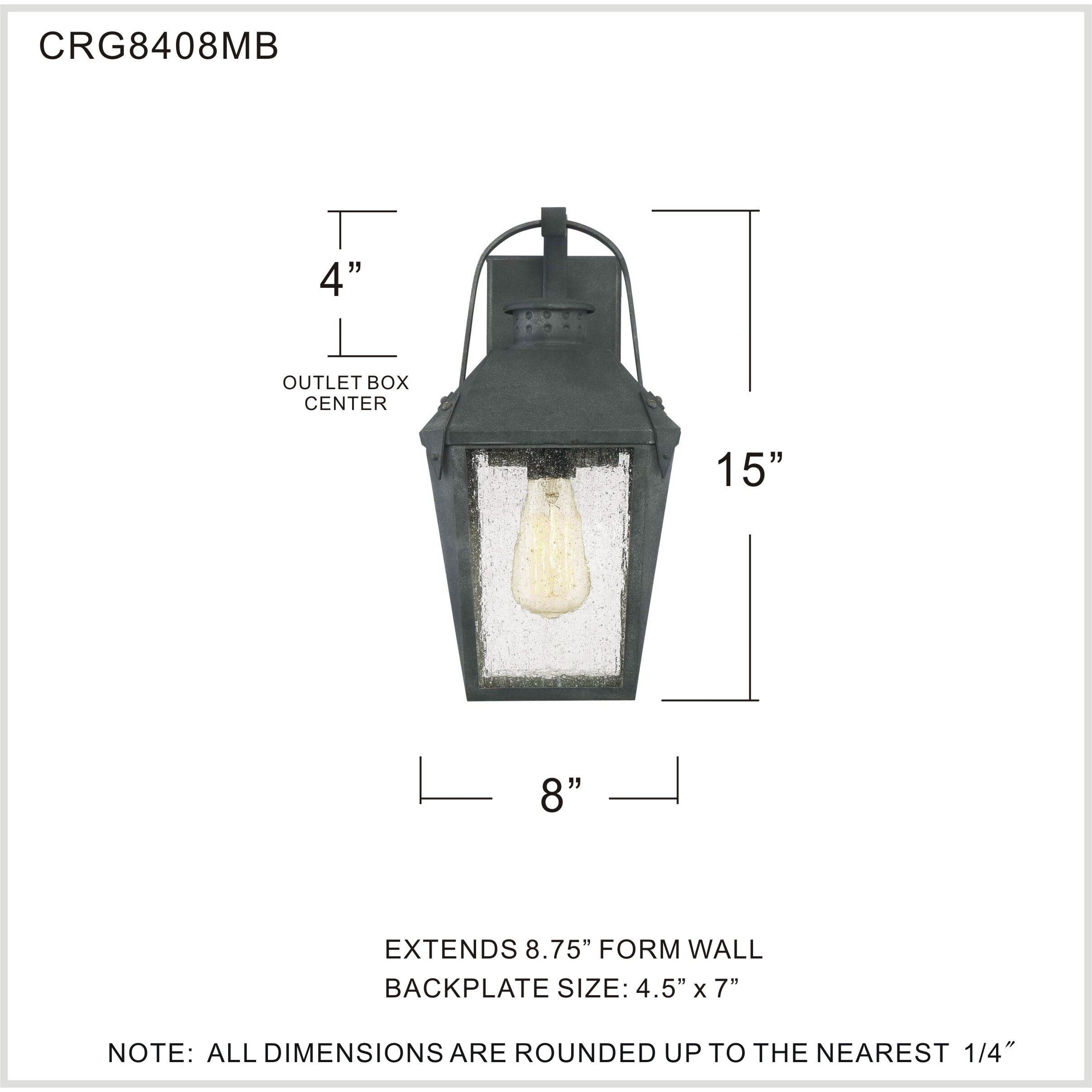 Carriage 1 Light 15 inch Mottled Black Outdoor Wall Lantern