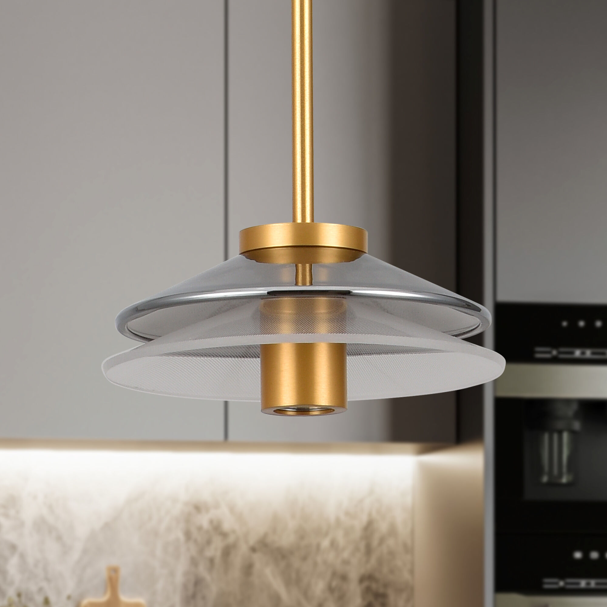 Verona Series 7.25 inch Black/Gold Pendant Ceiling Light, Artisan Collection