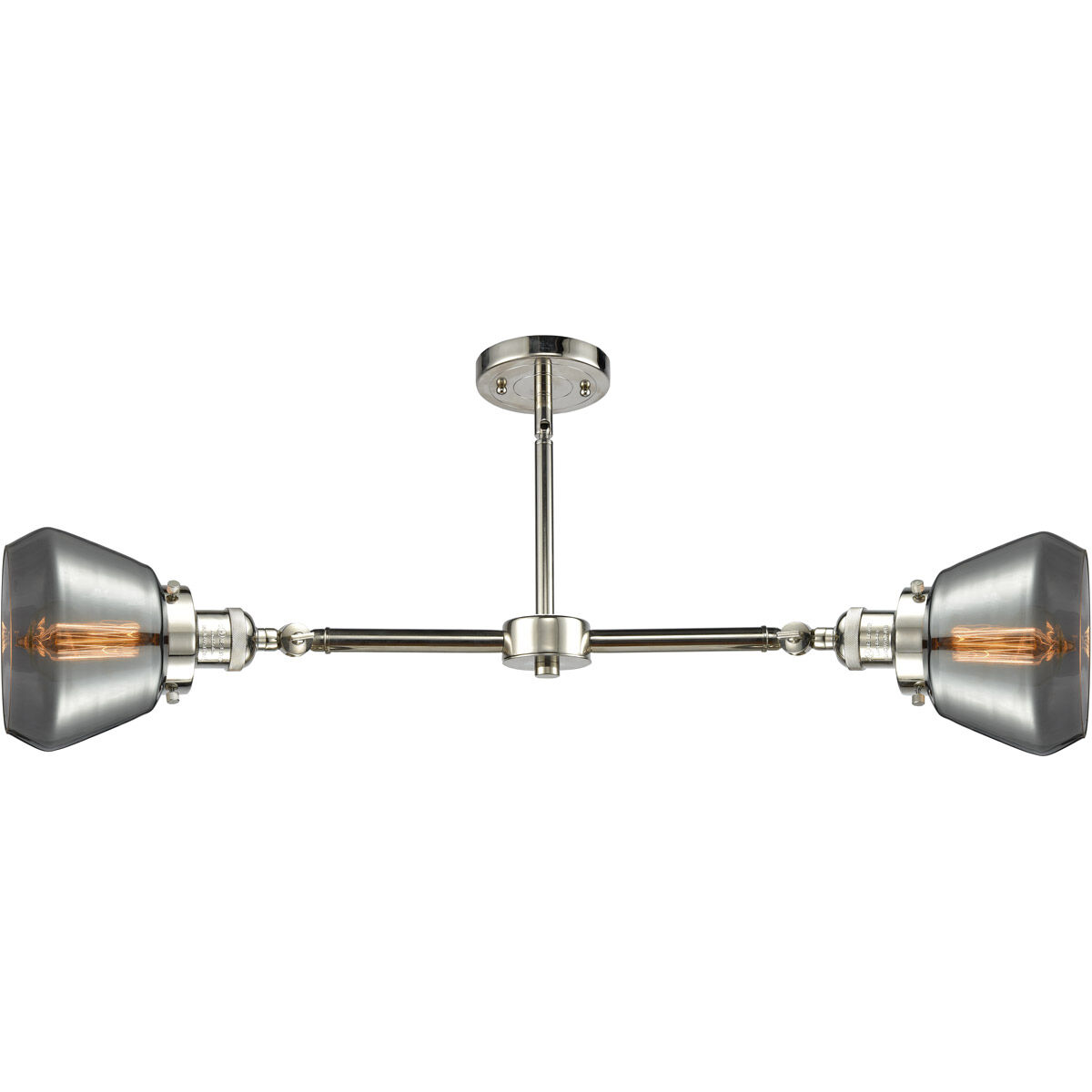 Franklin Restoration Fulton 2 Light 21 inch Polished Nickel Chandelier Ceiling Light in Plated Smoke Glass, Franklin Restoration