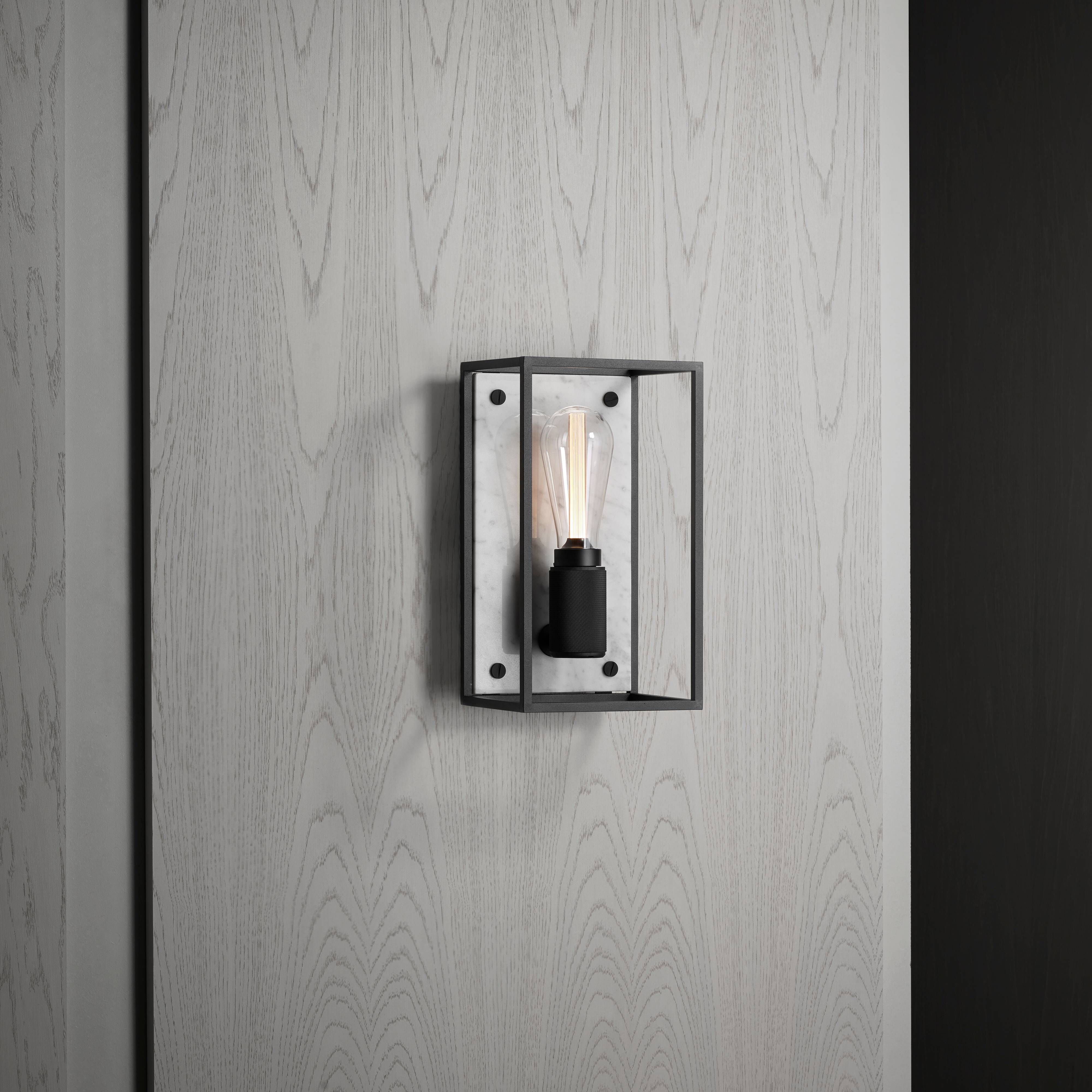 Caged Wall Light in White Marble