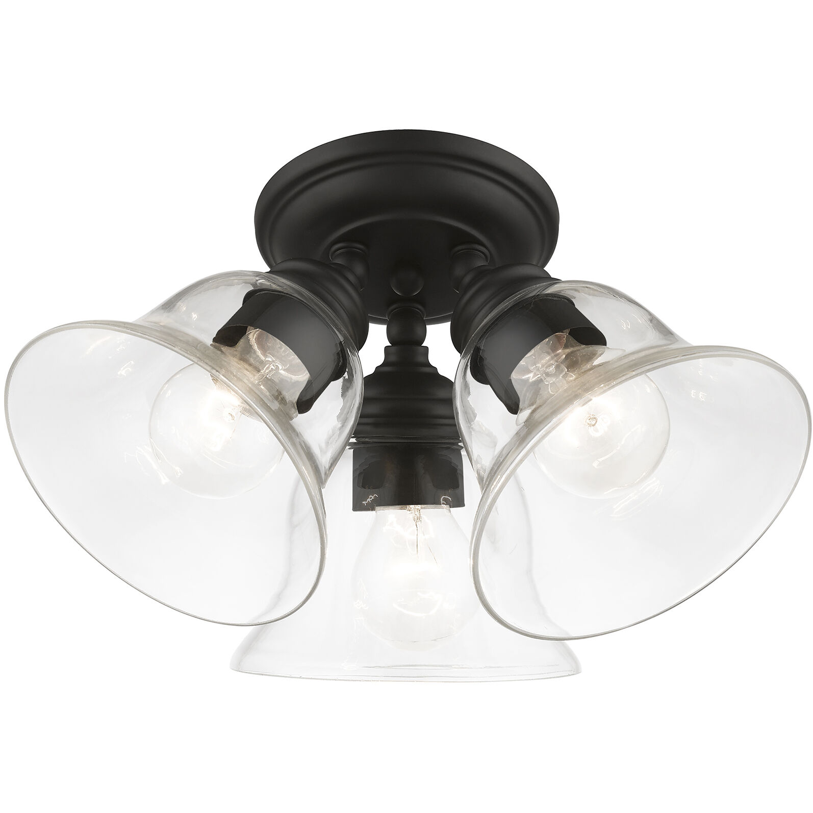 Moreland 3 Light 15 inch Black Semi-Flush Ceiling Light, Large