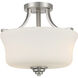 Shyloh 2 Light 13 inch Brushed Nickel Semi Flush Ceiling Light